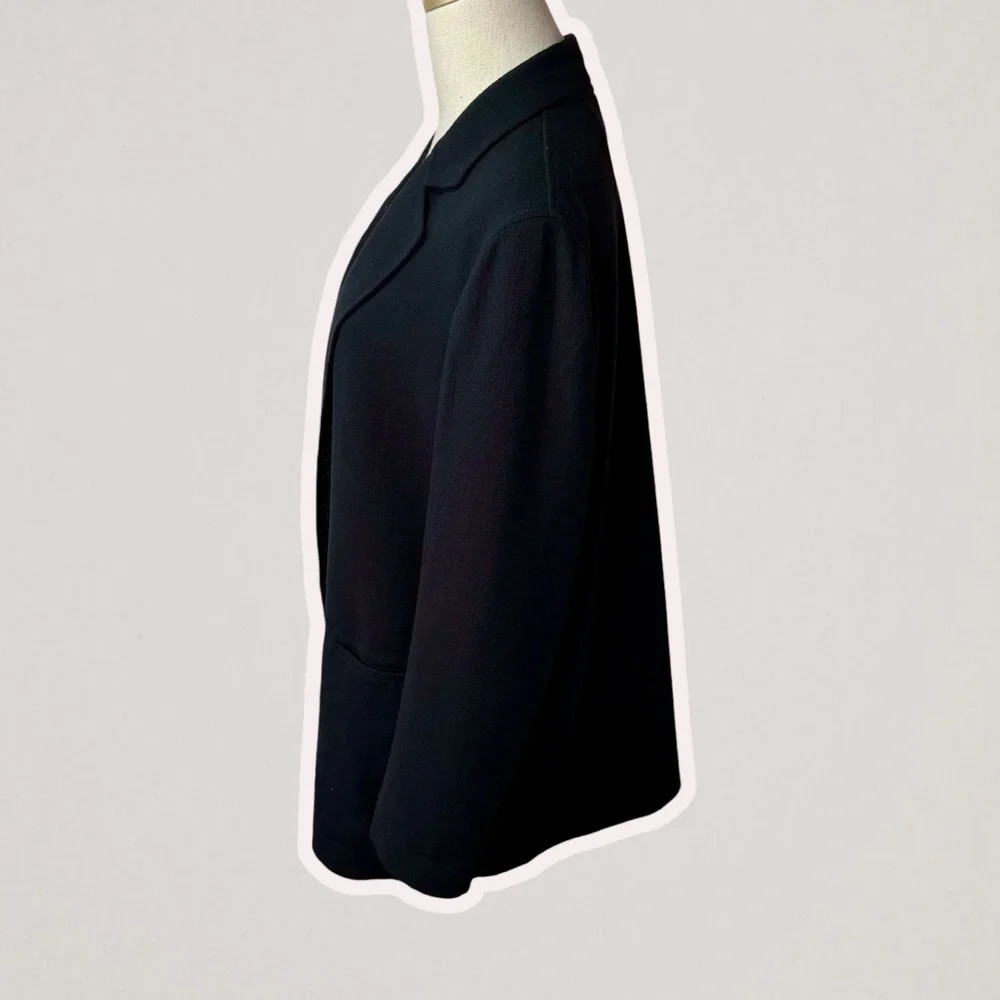 Lafayette 148 New York Black ‘Wynne Nouveau Crepe Blazer’ in Wool Size Large